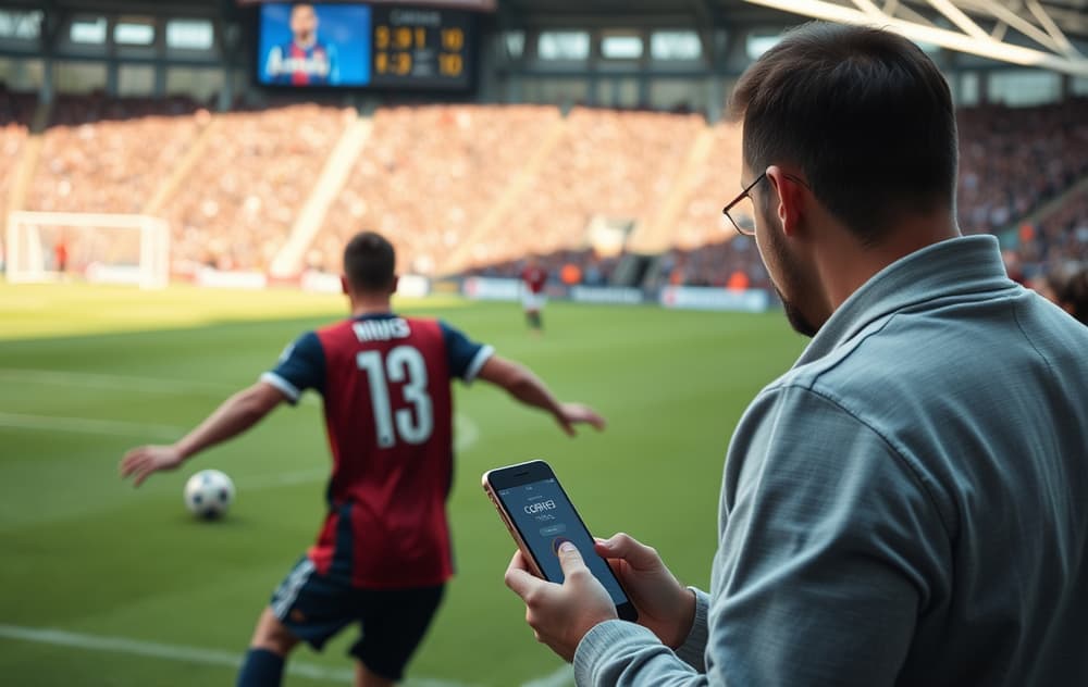 Fotballkamp med corner-spark og odds på cornere vist på skjerm